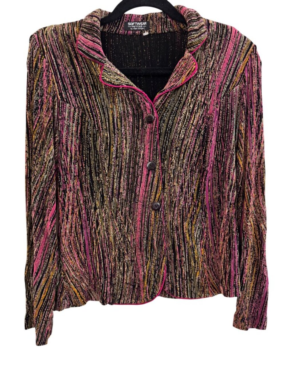 Softwear Petites Womens Multicolor Textured Button-Up Jacket Size M By Mark Sing